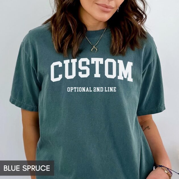 Custom Comfort Colors Shirt Custom T Shirt Custom Text Shirt Personalized Shirt Blue