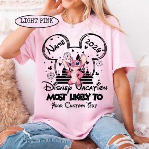 Custom Disney Most Likely to Funny Shirts - WDW Disneyland Family Outfits - Light Pink color
