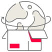 Line icon of an open shipping box representing carefully packed orders