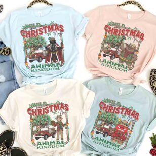 Character options for animal kingdom squad shirt featuring custom characters in holiday wreaths