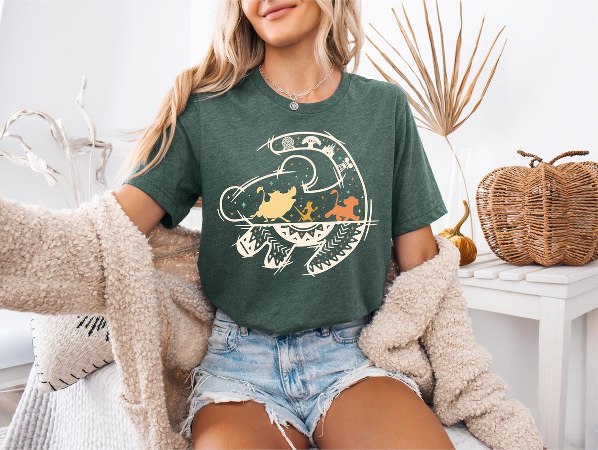 Disney Animal Kingdom Hakuna Matata Shirt For Safari Park Days, Holiday Trips 16 Disney animal kingdom hakuna matata shirt in forest green featuring tribal Simba silhouette graphic