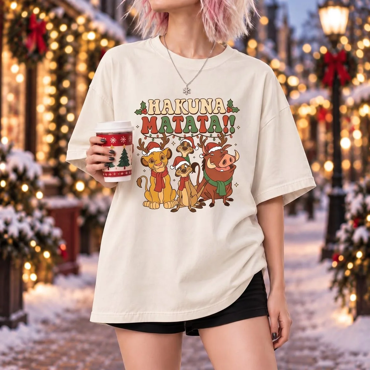 Lion King Teacher Christmas Shirt for Holiday Classroom Fun 2 Lion King Teacher Christmas Women Comfort Colors Shirt - Sand Color
