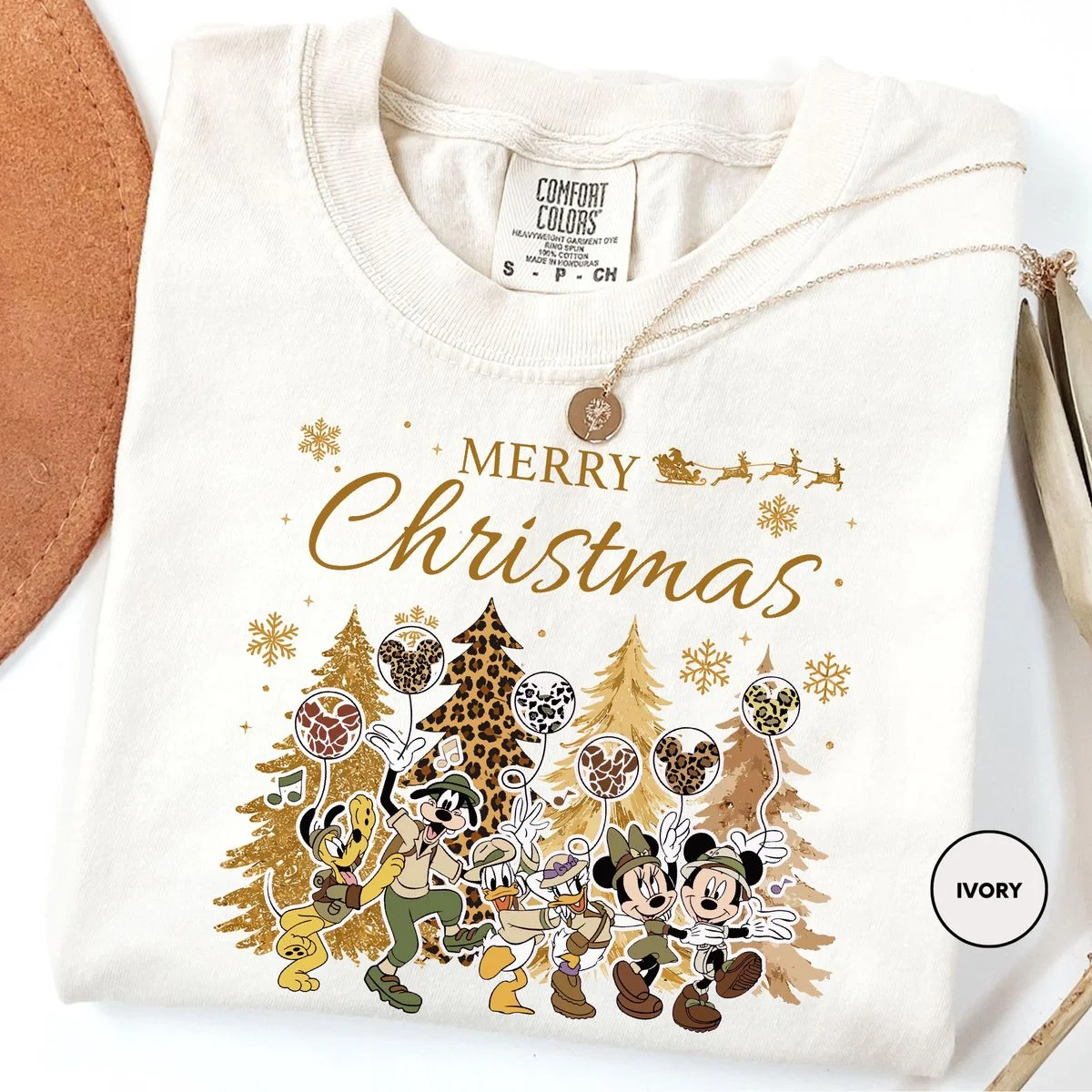 Mickey and Friends Leopard Animal Kingdom Christmas Sweatshirt 1 Mickey and Friends Leopard Animal Kingdom Christmas Sweatshirt in Sand