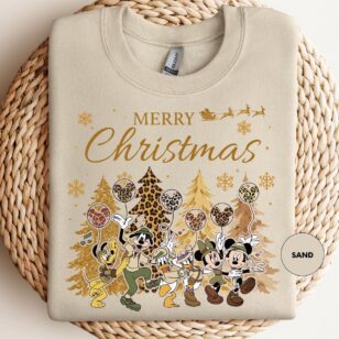Mickey and Friends Leopard Animal Kingdom Christmas Sweatshirt 8 mickey and friends leopard animal kingdom christmas sweatshirt design on ivory Comfort Colors tee