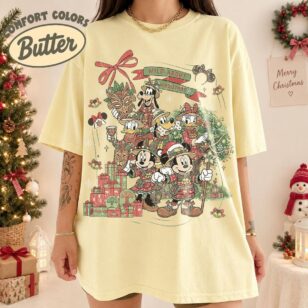 Vintage Wild About Christmas Safari Shirt Iconic Plaid Squad, Comfort Colors Disney Holiday Shirt 19 plaid safari gang tee in Comfort Colors butter yellow for warm Florida December park days