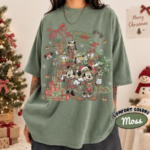 Vintage Wild About Christmas Safari Shirt Iconic Plaid Squad, Comfort Colors Disney Holiday Shirt 14 vintage wild about christmas safari shirt in Comfort Colors moss green worn by female model