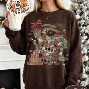 Vintage Wild About Christmas Safari Shirt Iconic Plaid Squad, Comfort Colors Disney Holiday Shirt 13 vintage wild about christmas safari shirt graphic on dark chocolate brown crewneck sweatshirt