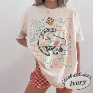 Ivory Comfort Colors vintage lion king tribal safari shirt paired with red gingham shorts