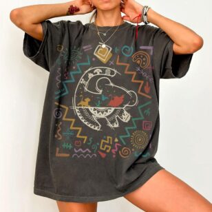Pepper black comfort colors rafiki animal kingdom tee with 90s doodle simba graphic