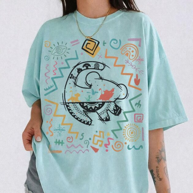 Chalky mint blue 90s Vintage Lion King Tribal Safari Shirt for Disney Animal Kingdom in oversized Comfort Colors fit for summer safari trips